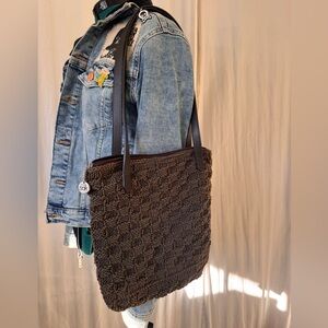 The Sak Brown Crotched Shoulder Bag with Leather Straps